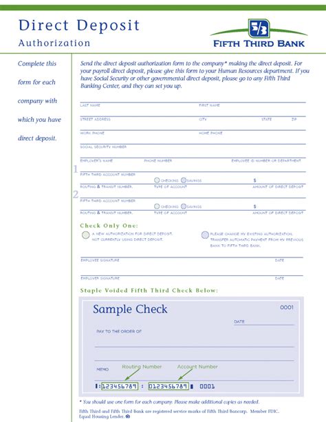 fifth third direct deposit form|fifth third direct deposit slip.